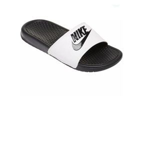 NWT Nike Men's Benassi Just Do It Sports Slides | Size 8 | White/Black